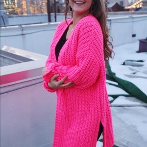 Urban Outfitters Neon Pink Cardigan